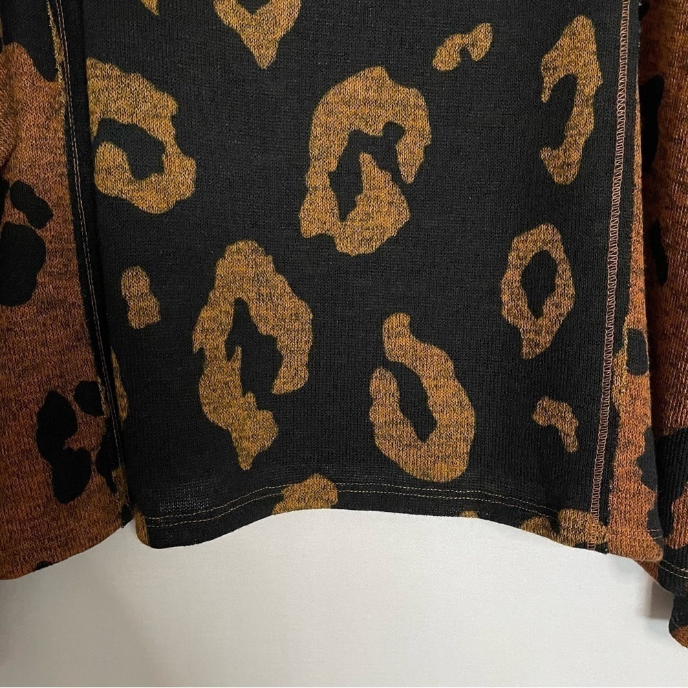 ENTRO Boho Mixed Leopard Print Oversized Dolman Sleeve Lightweight Sweater Top - Picture 9 of 14